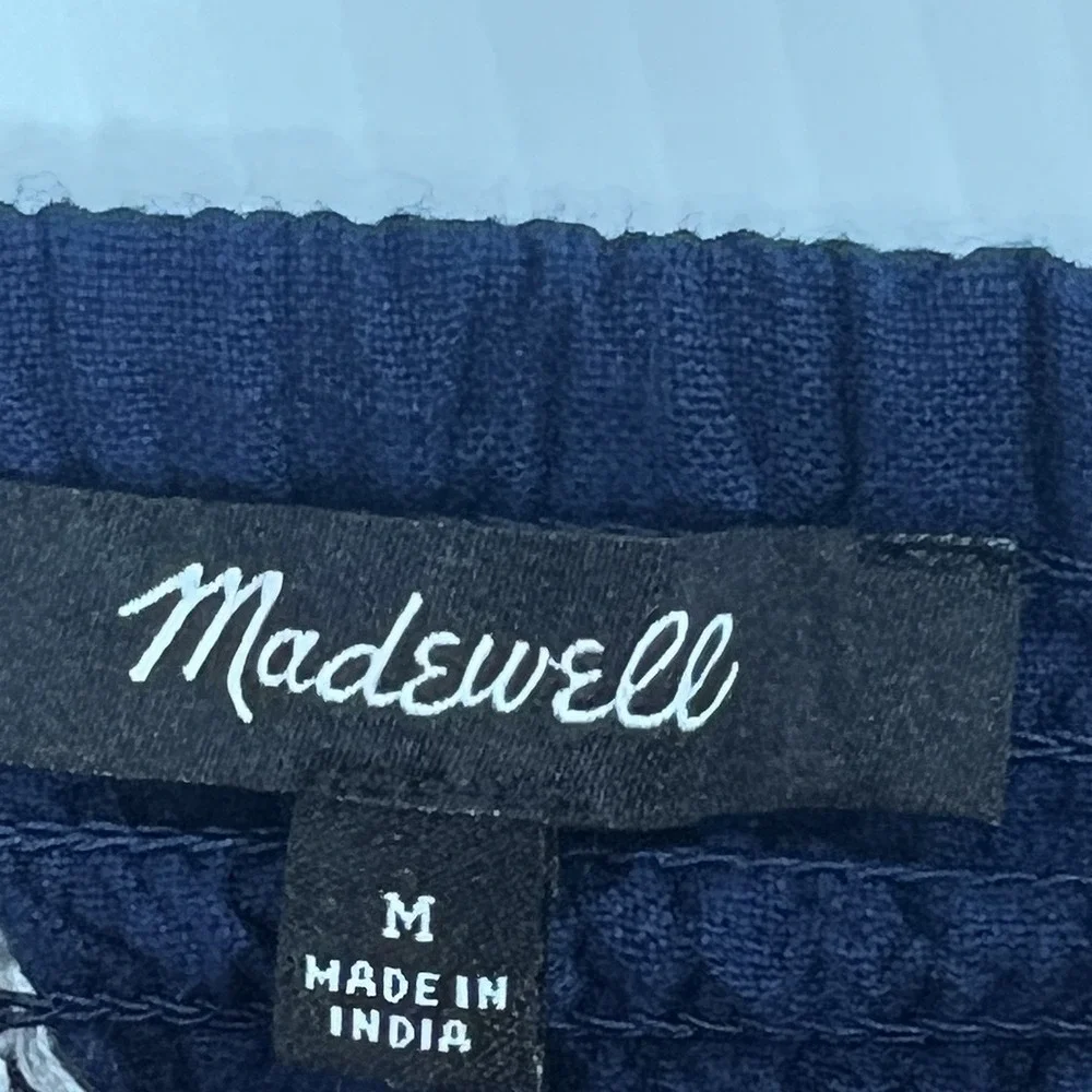 Madewell Jacquard Puff-Sleeve Empire Top Size Medium Cotton Blue Babydoll Summer